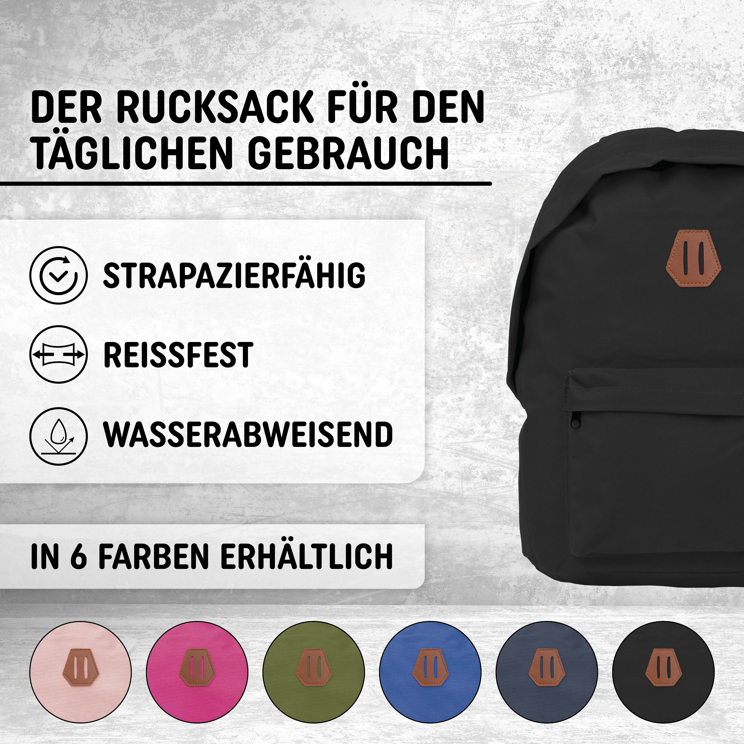 Freizeit Rucksack mit Außentasche - 20L schwarz