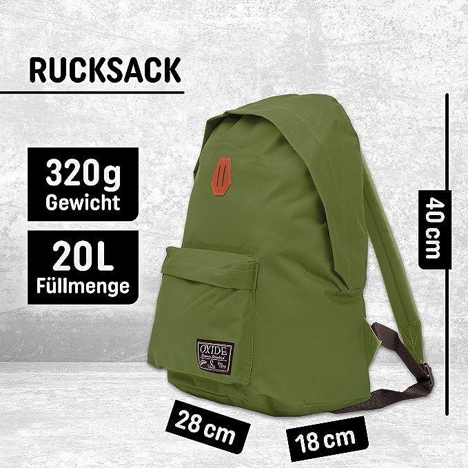 Freizeit Rucksack mit Außentasche - 20L grün