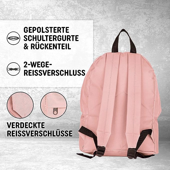 Freizeit Rucksack mit Außentasche - 20L light pink
