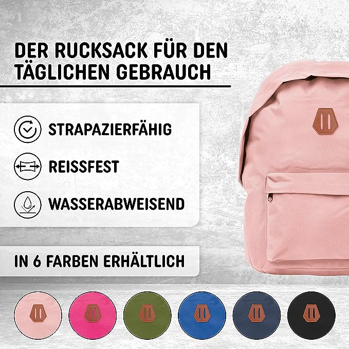 Freizeit Rucksack mit Außentasche - 20L light pink