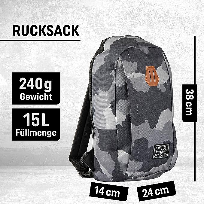 Freizeit Rucksack - 15L grau camouflage