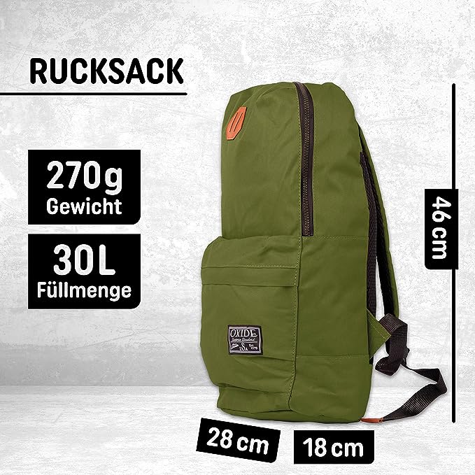 Freizeit Rucksack mit Außentasche - 30L grün