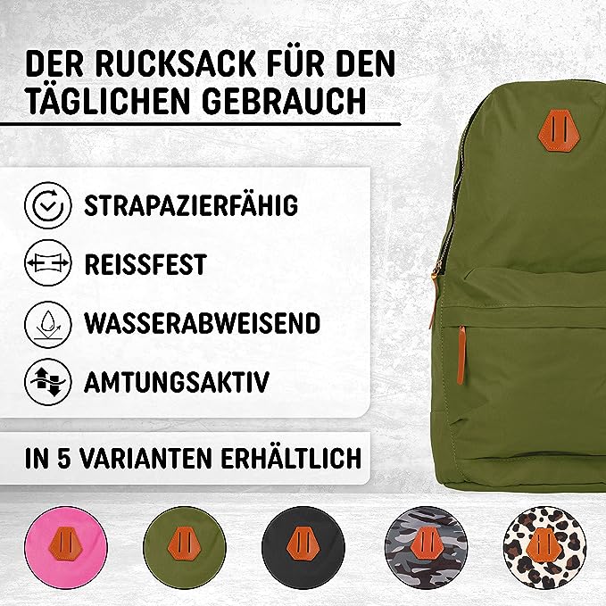Freizeit Rucksack mit Außentasche - 30L grün