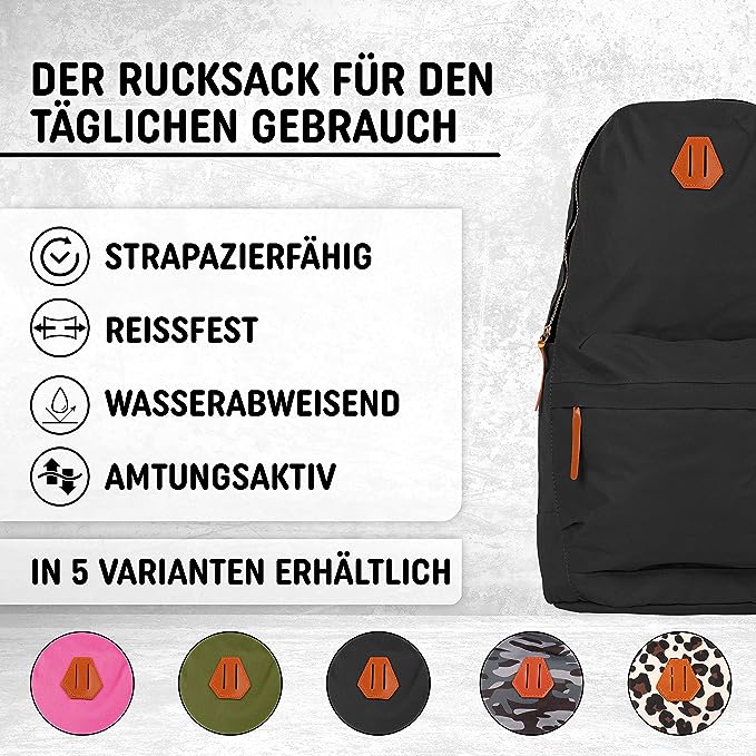 Freizeit Rucksack mit Außentasche - 30L schwarz