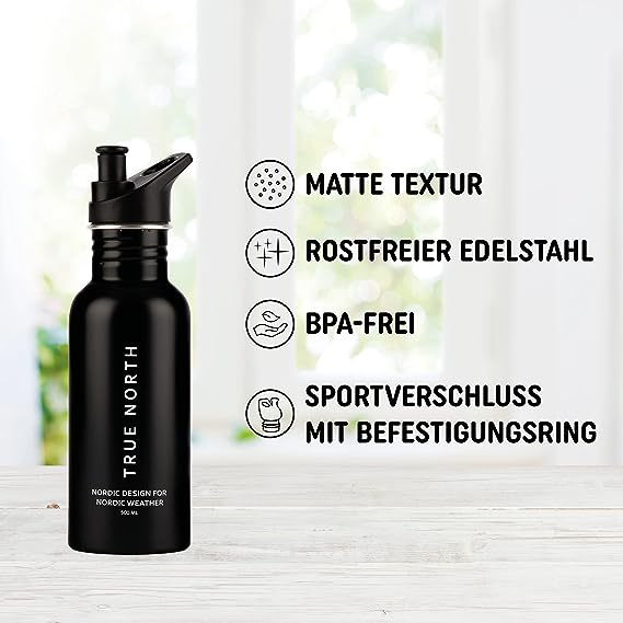 Trinkflasche Edelstahl schwarz