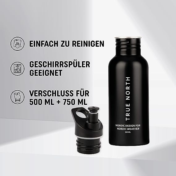 Trinkflasche Edelstahl schwarz