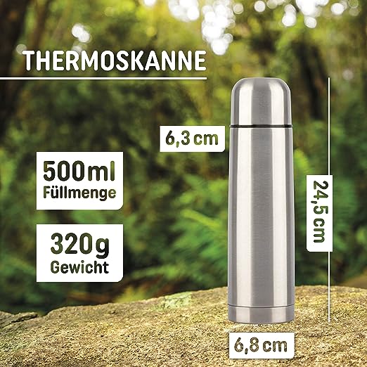 Thermoskanne Edelstahl silber