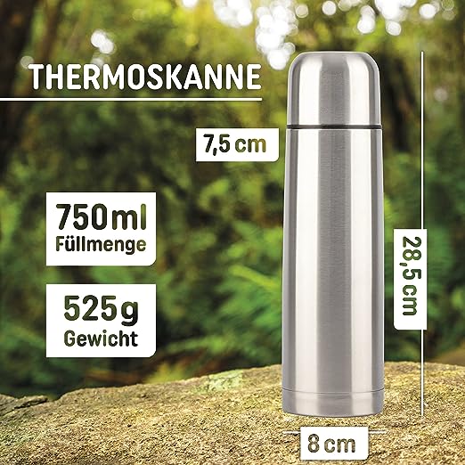 Thermoskanne Edelstahl silber