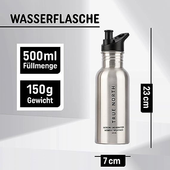 Trinkflasche Edelstahl silber