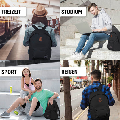 Freizeit Rucksack mit Außentasche - 20L schwarz