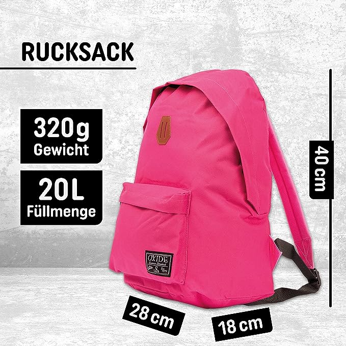 Freizeit Rucksack mit Außentasche - 20L fuchsia