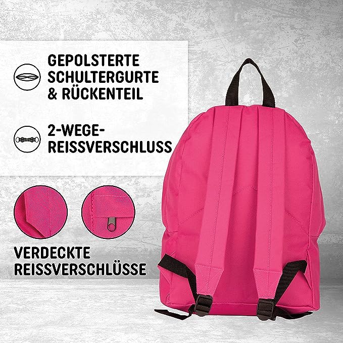 Freizeit Rucksack mit Außentasche - 20L fuchsia