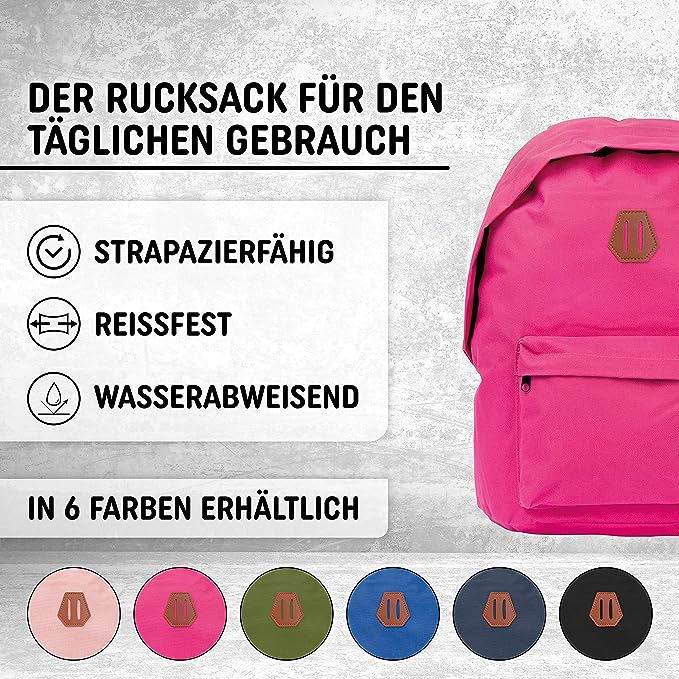 Freizeit Rucksack mit Außentasche - 20L fuchsia