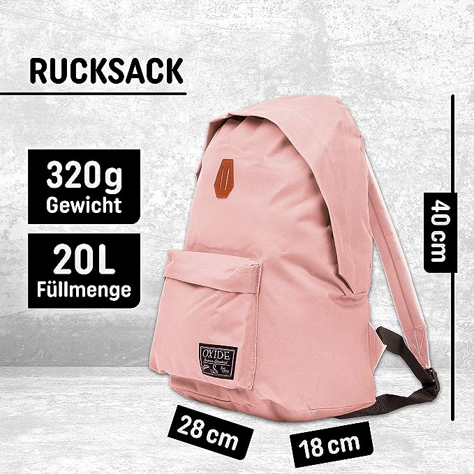 Freizeit Rucksack mit Außentasche - 20L light pink
