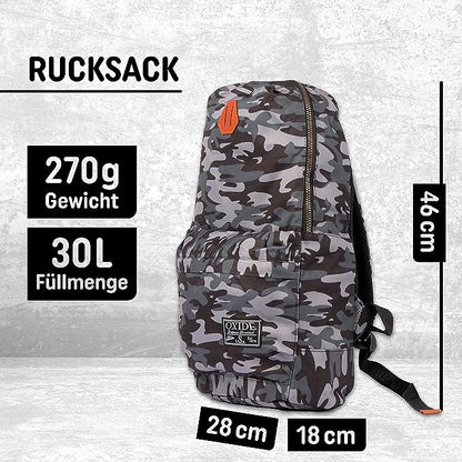 Freizeit Rucksack mit Außentasche - 30L grau camouflage