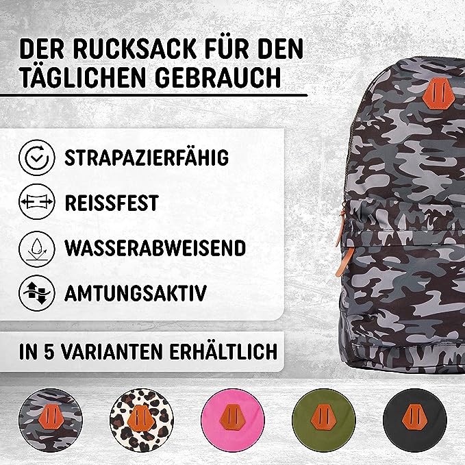 Freizeit Rucksack mit Außentasche - 30L grau camouflage