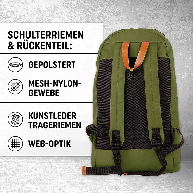 Freizeit Rucksack mit Außentasche - 30L grün
