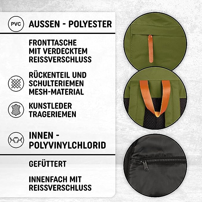 Freizeit Rucksack mit Außentasche - 30L grün