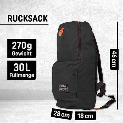 Freizeit Rucksack mit Außentasche - 30L schwarz