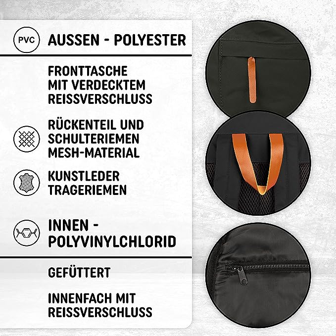 Freizeit Rucksack mit Außentasche - 30L schwarz