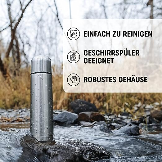 Thermoskanne Edelstahl silber