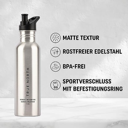 Trinkflasche Edelstahl silber