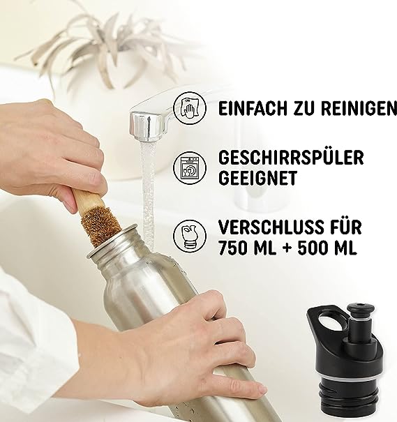 Trinkflasche Edelstahl silber