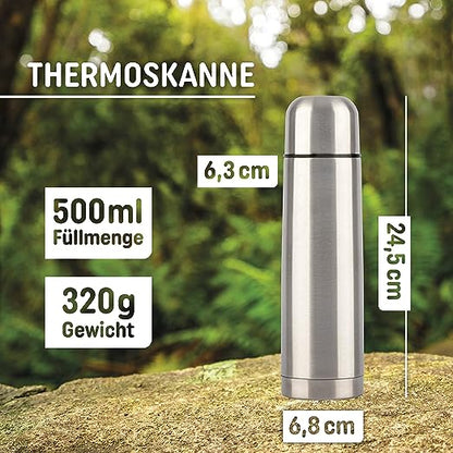 Thermoskanne Edelstahl silber