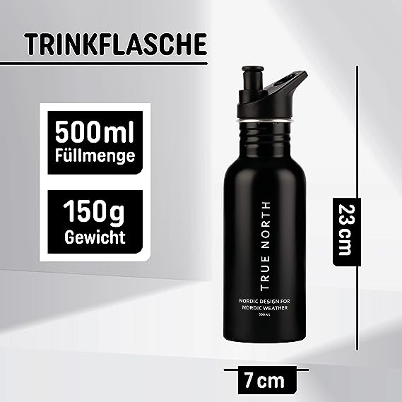 Trinkflasche Edelstahl schwarz