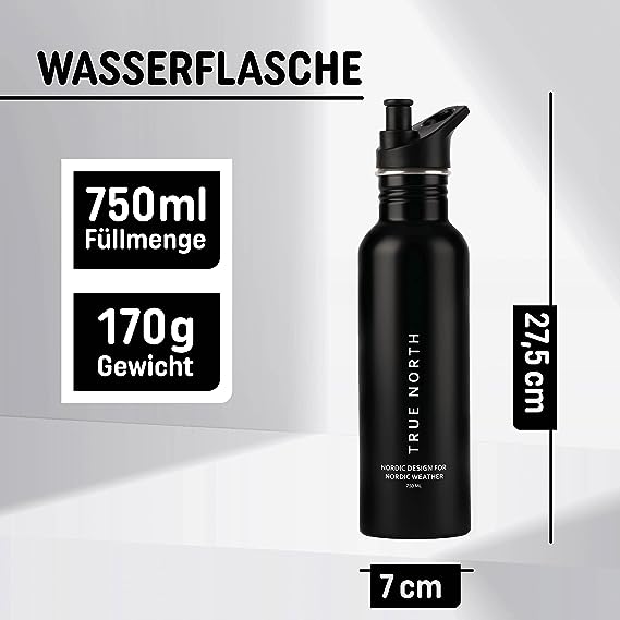 Trinkflasche Edelstahl schwarz