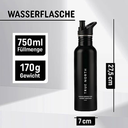 Trinkflasche Edelstahl schwarz