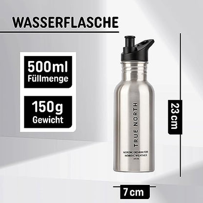 Trinkflasche Edelstahl silber