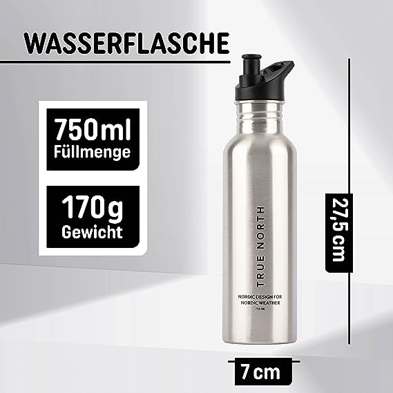 Trinkflasche Edelstahl silber